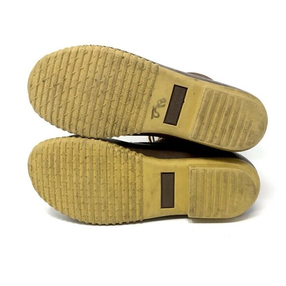 Lands End Brown Leather Rubber Rain Boots 10 - Picture 5 of 8